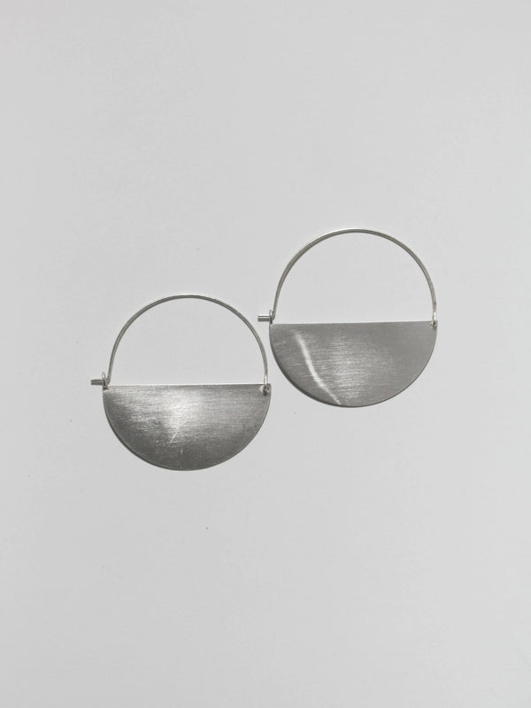Matte Silver Half-Moon Earrings