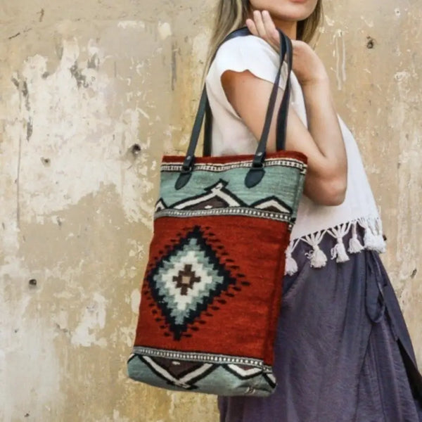 Artisan Made Two Handle Wool Tote  MZ   