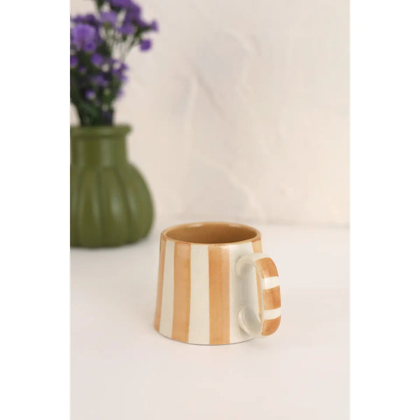Ceramic Striped Tea Mug Casa Amarosa Brown