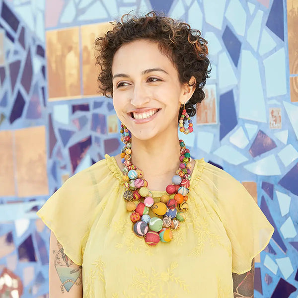 Kantha Graduated Teardrop Earrings Regular WorldFinds   