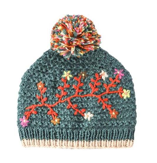 Flora Hat knit hat Andes Gifts Teal