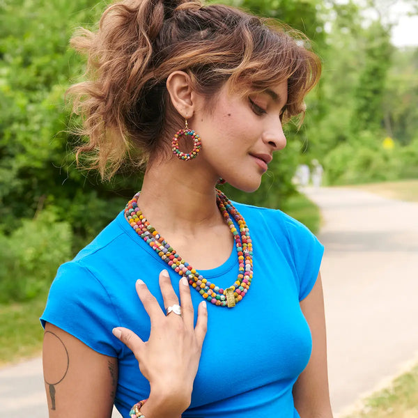 Kantha Luminous Inlay Necklace Regular WorldFinds   