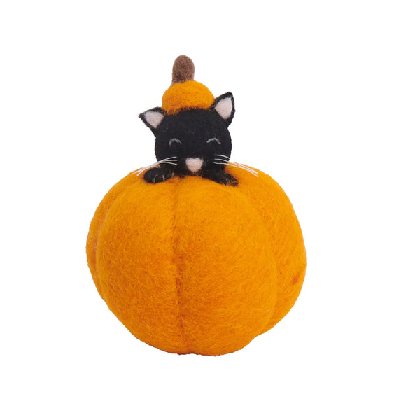 Felt Animal In A Pumpkin glob Cat