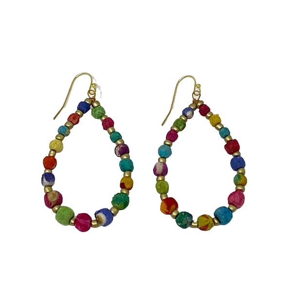 Kantha Tapered Teardrop Earring WorldFinds