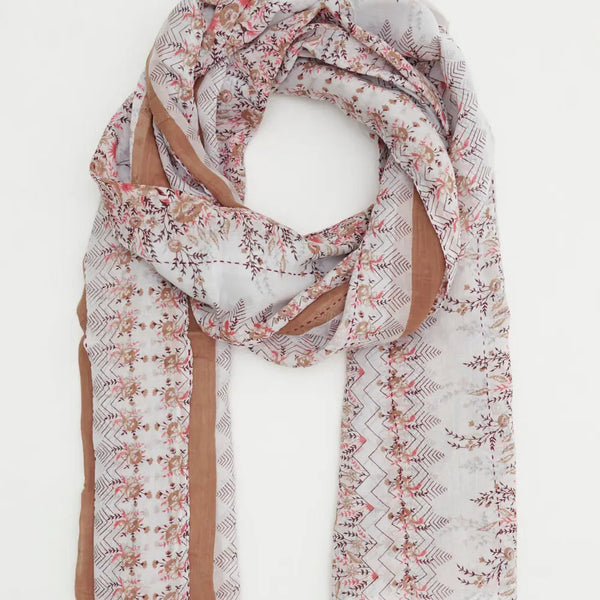 Vintage Kantha Scarf Blues/Purples Anchal Project Peach Floral