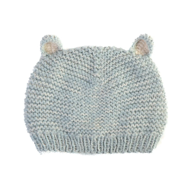 Muku Handknit Sun Bear Baby Hat  Awamaki Sky Blue 0-6 Months 