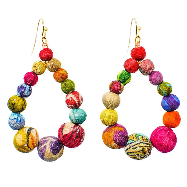 Kantha Graduated Teardrop Earrings Regular WorldFinds   