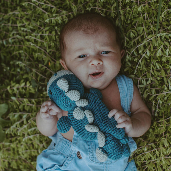 Dinosaur Comforter Petrol Blue Pebble   