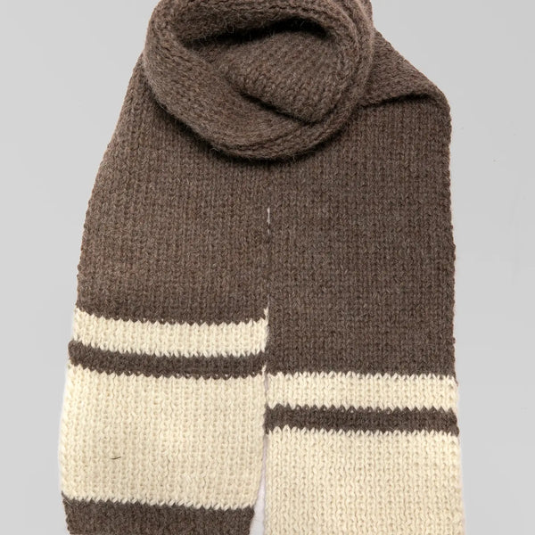 Handknit Alpaca Pampa Scarf Sky Blue Awamaki Mocha