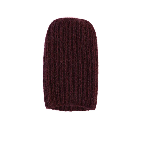 Handknit Alpaca Pampa Cap Plum Awamaki Merlot  