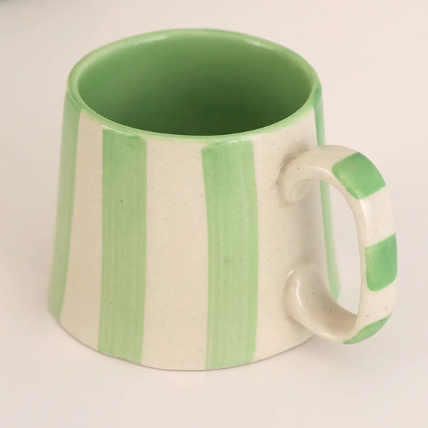 Ceramic Striped Tea Mug Casa Amarosa Green