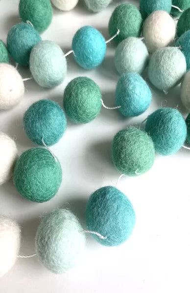 Felt Ball Garland  Ganesh Himal Trading Turquoise  