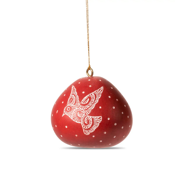 Dove Mini Gourd Ornament Green Lucuma Red