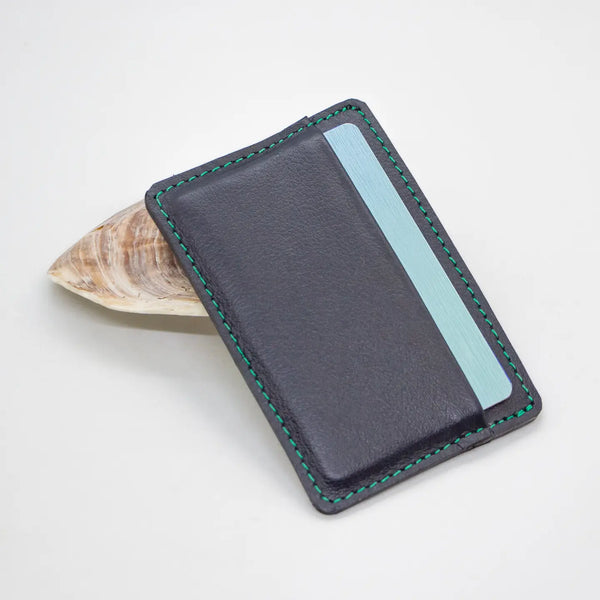 Minimalist Leather Card Wallet  Twin Engine Deep Ocean  