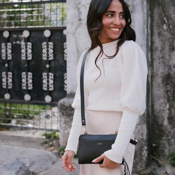 Leather Crossbody Wallet Camel Joyn   