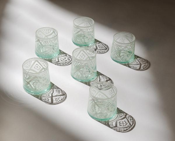 Moroccan Hand Blown Glassware Set(6)
