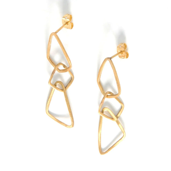 Geometric Dangle Brass Earrings
