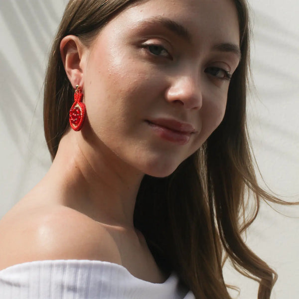 Pomegranate Beaded Earrings