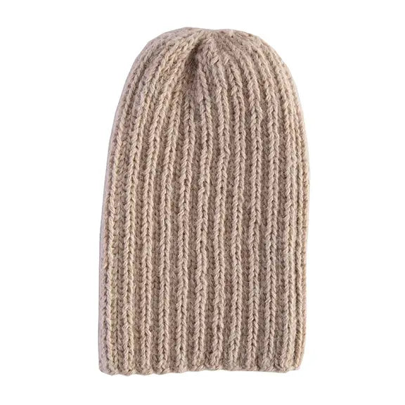 Handknit Alpaca Pampa Cap Plum Awamaki Oatmeal  