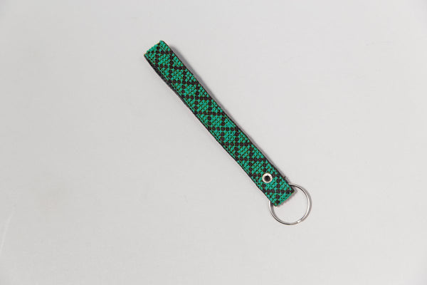 Leather Tatreez Key Fob  Darzah Teal  