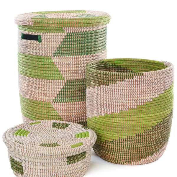 Leafy Green Lidded Storage Basket