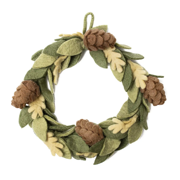 Felt Pinecone Wreath Regular Global Goods Partners   
