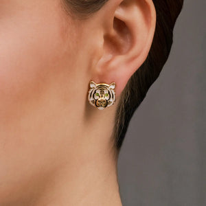 Gold Tiger Stud Earrings Mayana