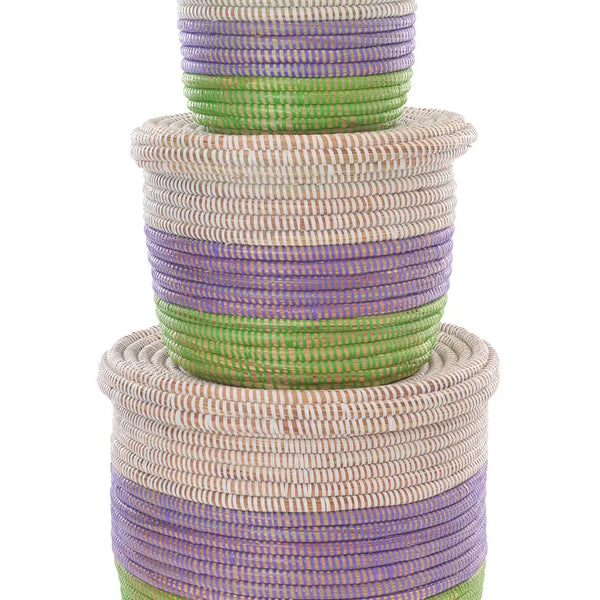 Lavender Green And White Nesting Baskets