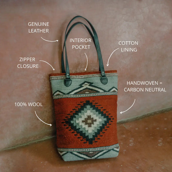 Artisan Made Two Handle Wool Tote  MZ   