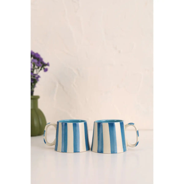 Ceramic Striped Tea Mug Casa Amarosa Blue