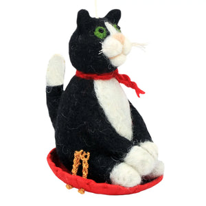 Sledding Kitty Ornament dZi