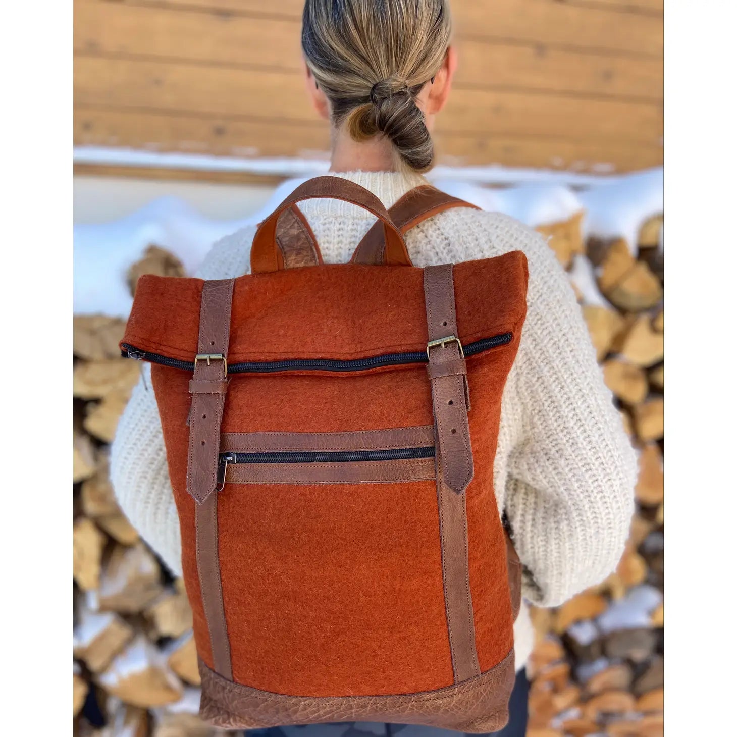 backpack felt leather Felt And Natural Leather Backpack – Maraluna