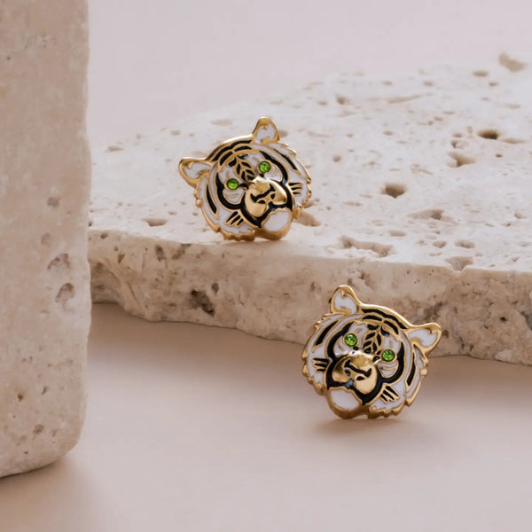 Gold Tiger Stud Earrings Mayana
