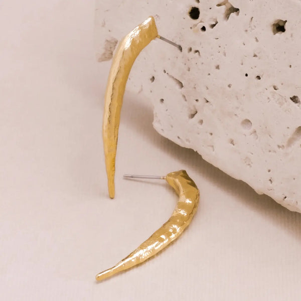 Gold Tribal Horn Earrings Mayana