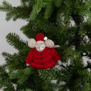 Puffer Mouse in Santa Hat Ornament Global Goods Partners