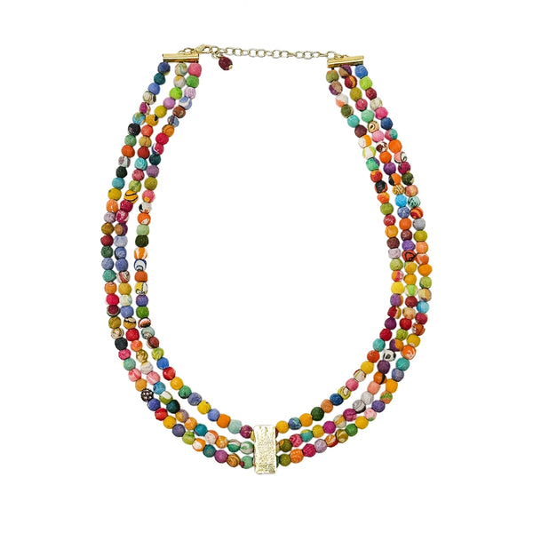 Kantha Luminous Inlay Necklace Regular WorldFinds   