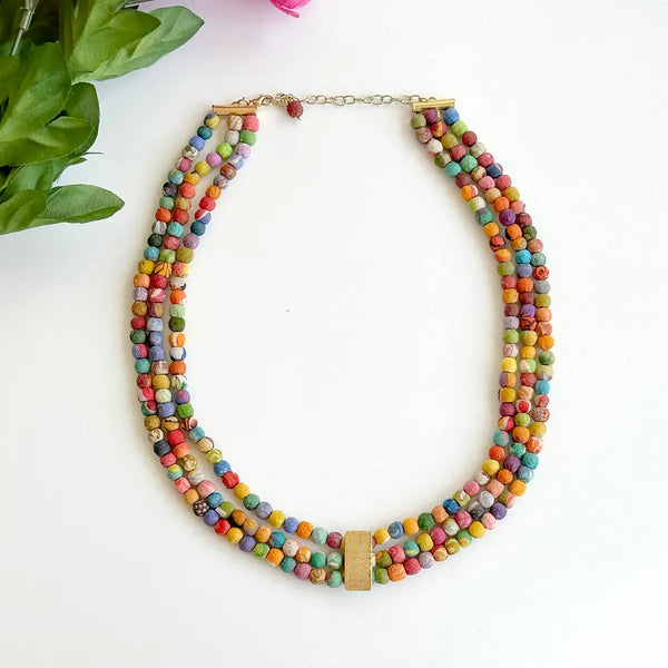 Kantha Luminous Inlay Necklace Regular WorldFinds   