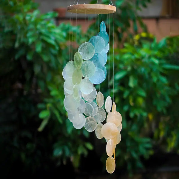 Capiz Chime - Spiral Wood Top  Zen Zen Fresh Mix  