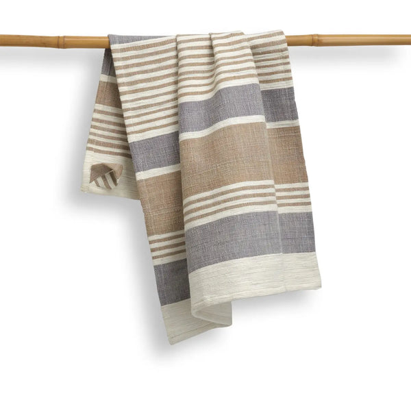 Handwoven Kitchen Towel Eggplant Sustainable Threads Pebble