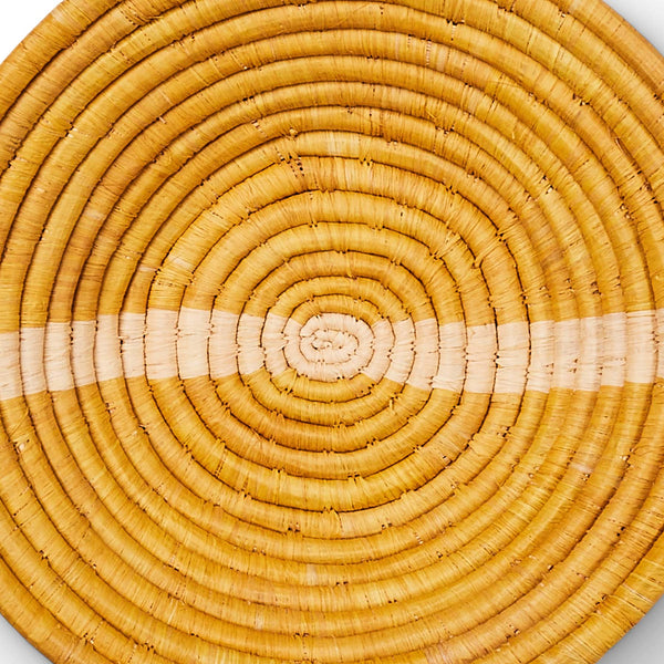 12" Large Mustard Striped Round Basket
