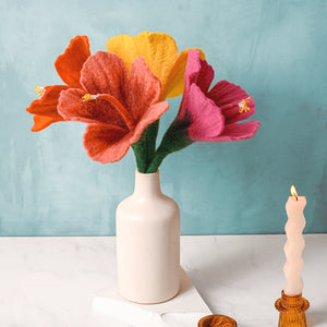 Felt Hibiscus Flower Yellow Global Goods Partners   