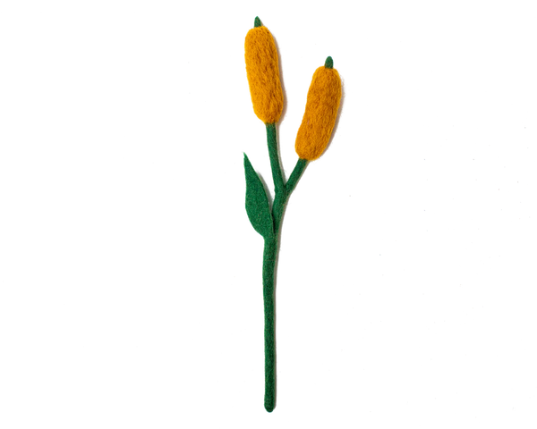 Felt Cattail Flower Gold Global Goods Partners Gold  