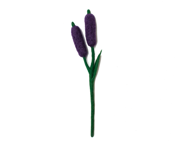 Felt Cattail Flower Gold Global Goods Partners Plum  