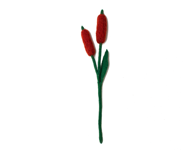 Felt Cattail Flower Gold Global Goods Partners Ruby Red  