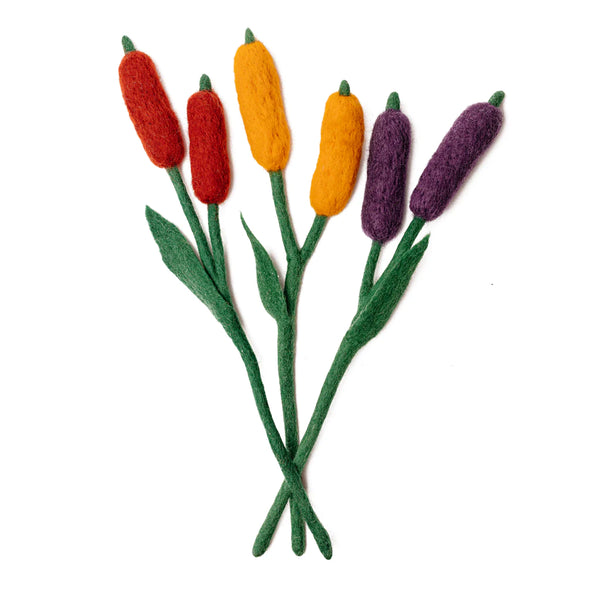 Felt Cattail Flower Gold Global Goods Partners   