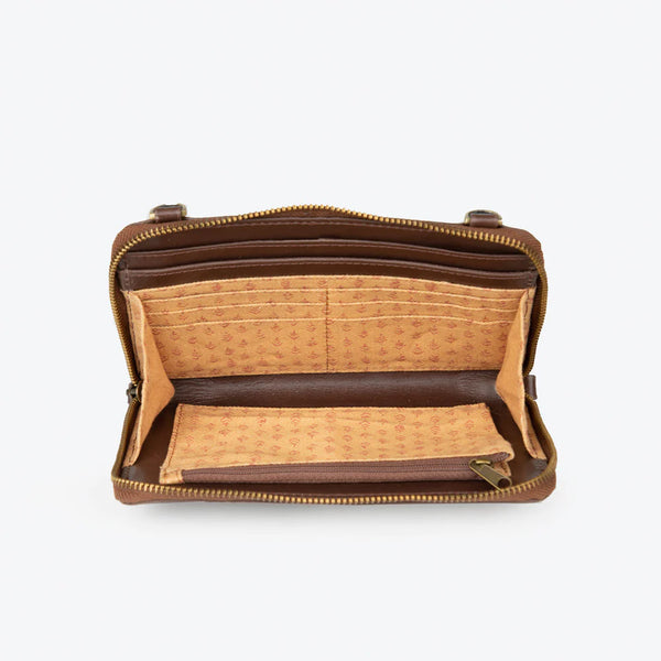 Leather Crossbody Wallet Camel Joyn   