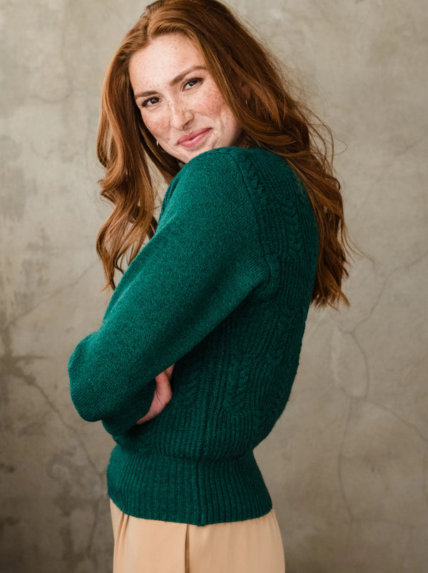 Lindsay Cable Pullover - Emerald