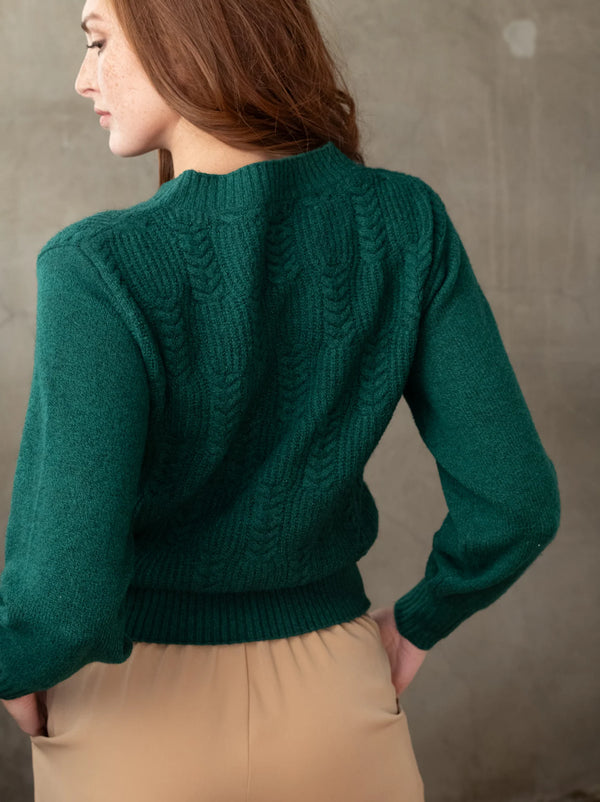 Lindsay Cable Pullover - Emerald