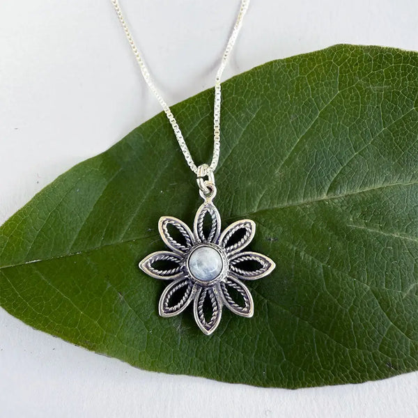 Moonstone Flower Necklace Women's Peace Collection