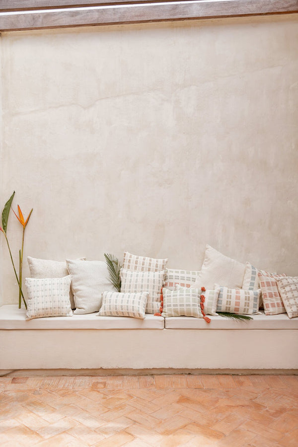 Tucan Toss Pillow - Mint and Sage with Terracotta Tassels Regular Zuahaza   